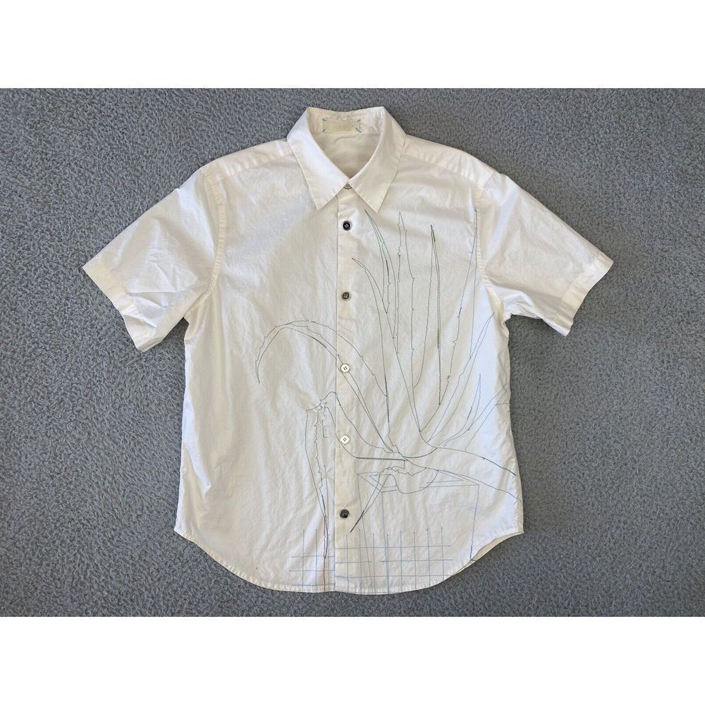 Rohka Button Up Shirt Mens Small/Medium Abstract Embroidered‎